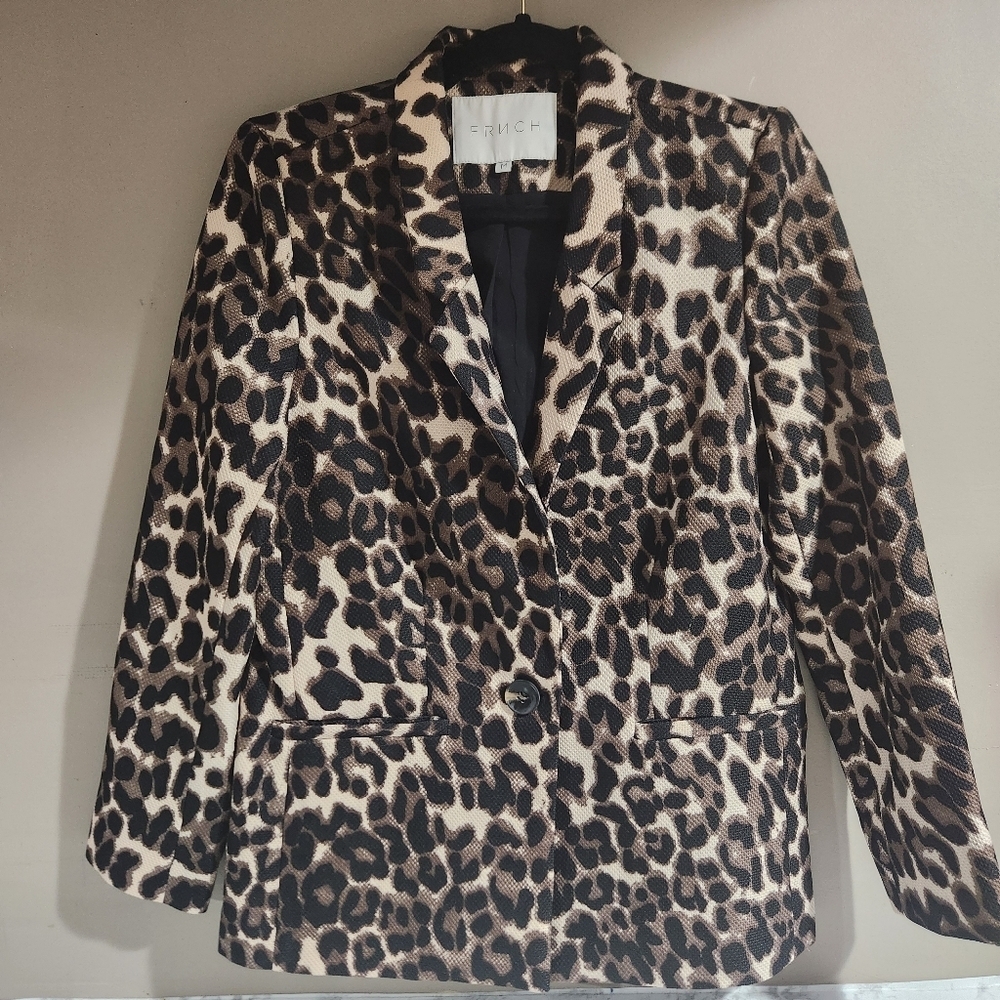FRNCH Leopard Print One Button Blazer Sz M